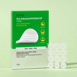 Патчи от прыщей с кислотами и микроиглами- Anua Triple Acid Spot Care Microdart Patch, 12ea