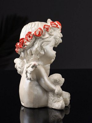 Фигурка гипс «Ангел с мишкой большой», 13x8x7 см, перламутр