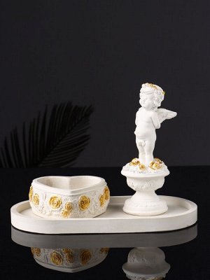 Набор: фигурка «Ангел и сердце», подставка для мелочей, 12x20x10 см