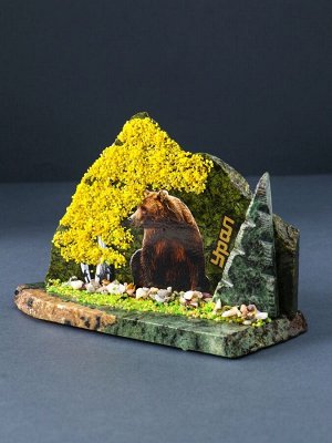 Фигурка-скол «Мишка», змеевик, каменная крошка, большой, МИКС