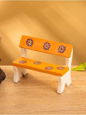 Мебель для кукол «Скамейка с цветами», 11x5x9 см, дерево, оранжевая