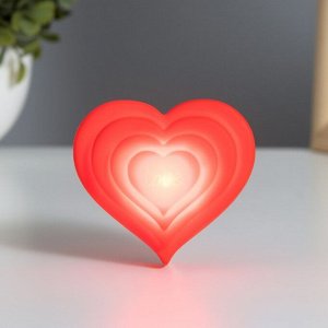 Фигурка светящаяся RISALUX «Большое сердце», 2 Вт, LED-ночник, красный, 3.5x6.5x6 см