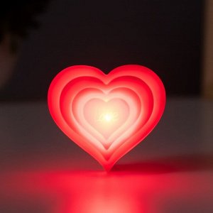 Фигурка светящаяся RISALUX «Большое сердце», 2 Вт, LED-ночник, красный, 3.5x6.5x6 см