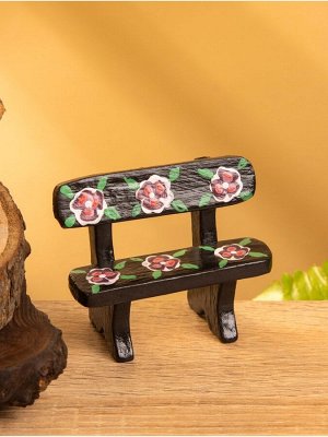 Мебель для кукол «Скамейка с цветами», 6.5x3.5x6 см, дерево, чёрная