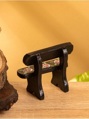Мебель для кукол «Скамейка с цветами», 6.5x3.5x6 см, дерево, чёрная