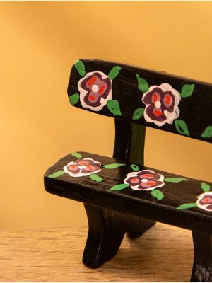 Мебель для кукол «Скамейка с цветами», 6.5x3.5x6 см, дерево, чёрная