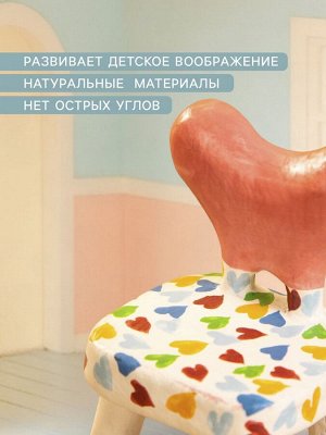Мебель для кукол «Стульчик с сердечками», 4x4x5.5 см, дерево, разноцветная