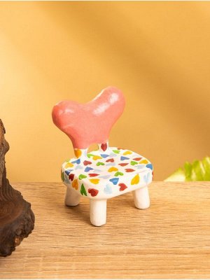 Мебель для кукол «Стульчик с сердечками», 4x4x5.5 см, дерево, разноцветная