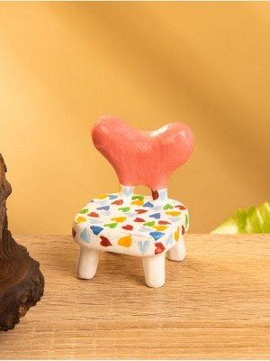 Мебель для кукол «Стульчик с сердечками», 4x4x5.5 см, дерево, разноцветная