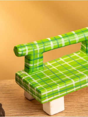 Мебель для кукол «Скамейка», 8.5x4x5 см, дерево, зелёная