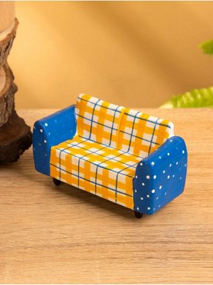 Мебель для кукол «Кресло», 10x4x5.5 см, дерево, жёлто-синяя