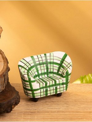 Мебель для кукол «Кресло клетчатое», 6x3.5x5 см, дерево, зелёная