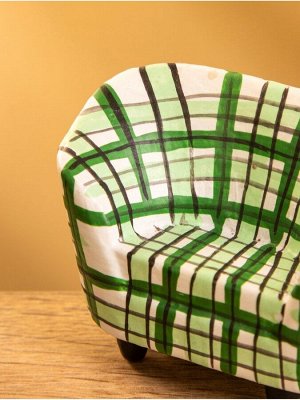 Мебель для кукол «Кресло клетчатое», 6x3.5x5 см, дерево, зелёная