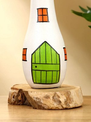 Сувенир «Домик Грибок», 10x10x21.5 см, дерево, бело-зелёный