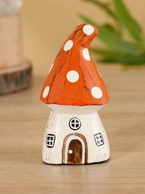 Сувенир «Гномий домик», 5.5x5.5x10 см, дерево, бело-оранжевый
