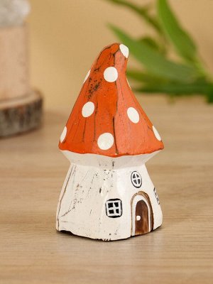 Сувенир «Гномий домик», 5.5x5.5x10 см, дерево, бело-оранжевый