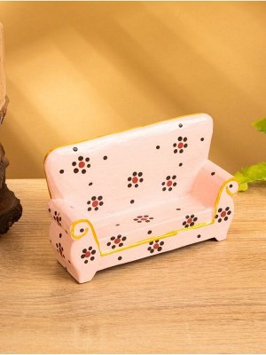 Мебель для кукол «Диван с цветами», 13x4x9 см, дерево, розовая