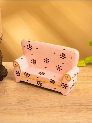 Мебель для кукол «Диван с цветами», 13x4x9 см, дерево, розовая