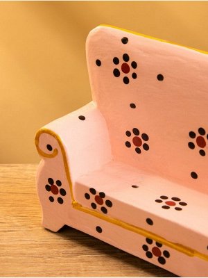 Мебель для кукол «Диван с цветами», 13x4x9 см, дерево, розовая