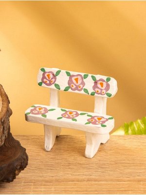 Мебель для кукол «Скамейка с цветами», 6.5x3.5x6 см, дерево, белая