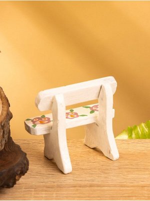 Мебель для кукол «Скамейка с цветами», 6.5x3.5x6 см, дерево, белая