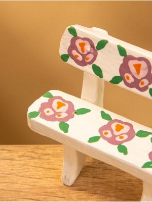 Мебель для кукол «Скамейка с цветами», 6.5x3.5x6 см, дерево, белая