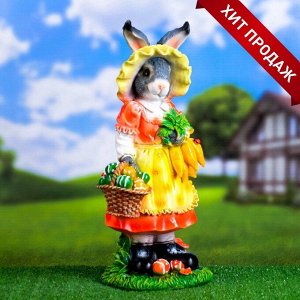 Садовая фигура из полистоуна «Зайчиха с корзинкой», 50x19x22 см
