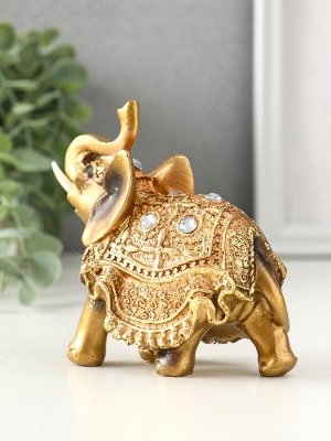 Фигурка полистоун «Слоник в золотой попоне с кристаллами», 10.5x11x4.5 см