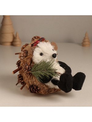 Фигурка «Ёжик с еловой веточкой и бантиком на голове», 12x10x14 см