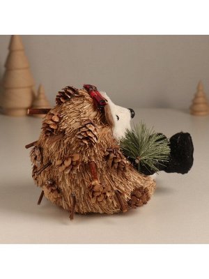 Фигурка «Ёжик с еловой веточкой и бантиком на голове», 12x10x14 см