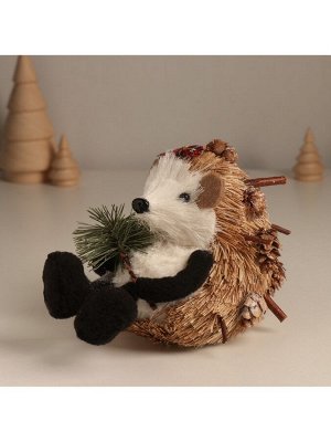 Фигурка «Ёжик с еловой веточкой и бантиком на голове», 12x10x14 см