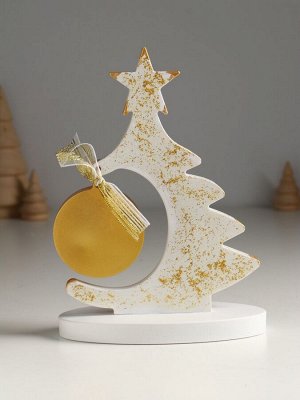 Фигура «Ёлочка с шаром», 20x7.5x14.5 см, белый с золотом