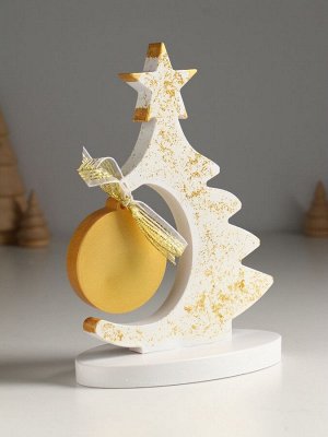 Фигура «Ёлочка с шаром», 20x7.5x14.5 см, белый с золотом