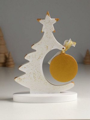 Фигура «Ёлочка с шаром», 20x7.5x14.5 см, белый с золотом