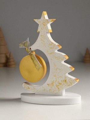 Фигура «Ёлочка с шаром», 20x7.5x14.5 см, белый с золотом