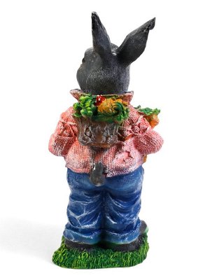 Садовая фигура из полистоуна «Зайка с морковкой и рюкзаком», 40x14x18 см