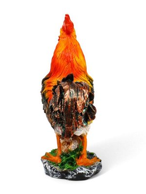 Садовая фигура из полистоуна «Петух на камне», 42x32x13 см