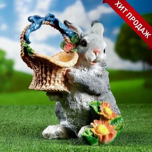 Садовая фигура из полистоуна «Зайка с лукошком», 33.5x28x28 см