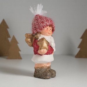 Фигурка керамика «Девочка-ангел в красном наряде, со звёздочкой», 7.5x5.5x17.5 см