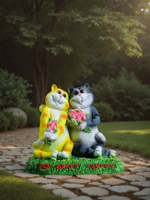 Садовая фигура из полистоуна «Кошки влюблённые. Всё будет хорошо», 23x15x23 см