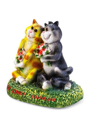 Садовая фигура из полистоуна «Кошки влюблённые. Всё будет хорошо», 23x15x23 см