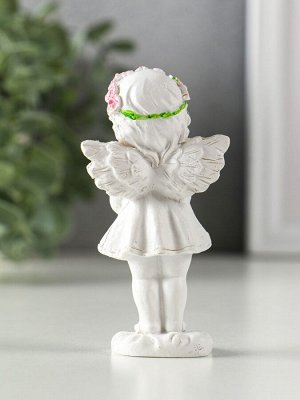 Фигурка полистоун «Ангел-девочка в розовом венке с розами», 12x5.2x3.3 см, МИКС