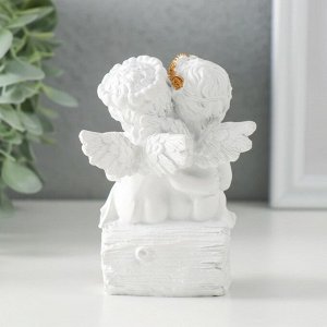 Фигурка полистоун «Белоснежные ангелочки на брёвнышке - сердце и ключик», 7.5x7x10.5 см