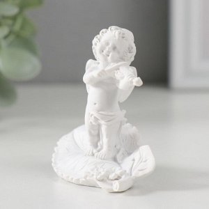 Фигурка полистоун «Белоснежный ангел со скрипкой на листике», 6.2x6.4x3.3 см