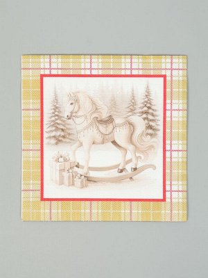 Салфетки бумажные трёхслойные «Скатерть с лошадью на золоте», 33x33, 20 шт.