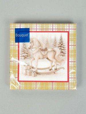 Салфетки бумажные трёхслойные «Скатерть с лошадью на золоте», 33x33, 20 шт.