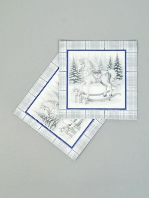 Салфетки бумажные трёхслойные «Скатерть с лошадью на серебре», 33x33, 20 шт.