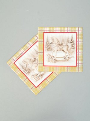 Салфетки бумажные трёхслойные «Скатерть с лошадью на золоте», 33x33, 20 шт.