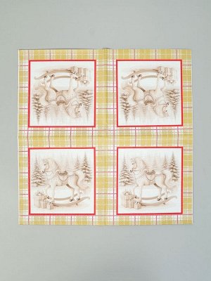 Салфетки бумажные трёхслойные «Скатерть с лошадью на золоте», 33x33, 20 шт.