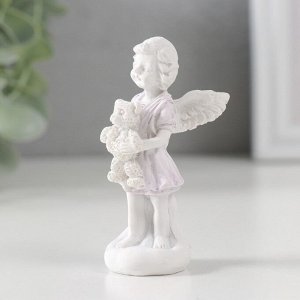 Фигурка полистоун «Белоснежный ангел в цветной тоге с мишкой», 7.2x3.5x2.8 см